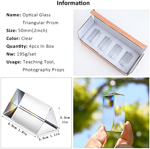 QFkris 4pcs Clear K9 Crystal Triangular Prism for Photo Rainbow Lights - Image 3