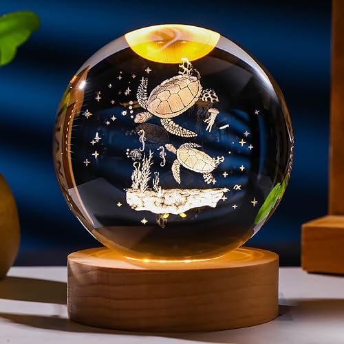 3D Sea Turtle Gifts for Women Crystals Ball - Sea Turtle Figurines Decor Glass Animals Figurine Cat Stuff for Room Birthday for Best Friend Lovers Keepsake Paperweight by Unknown