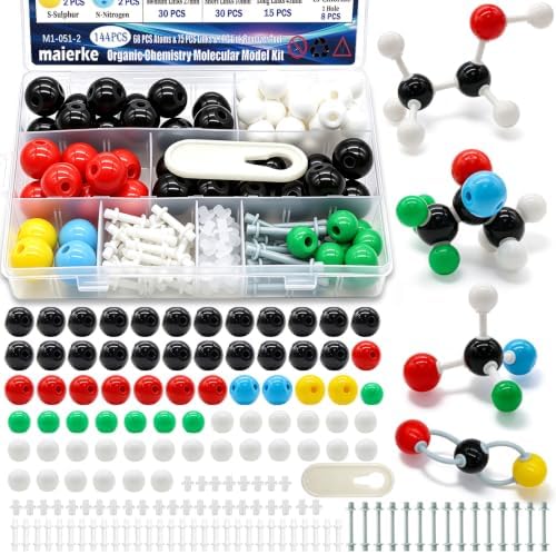 144PCS Organic Chemistry Molecular Model Kit, Molecular Model Set for Inorganic and Organic Chemistry,Including 68 Atoms & 75 Links & 1 Link Remover Tool for Student and Teacher by maierke