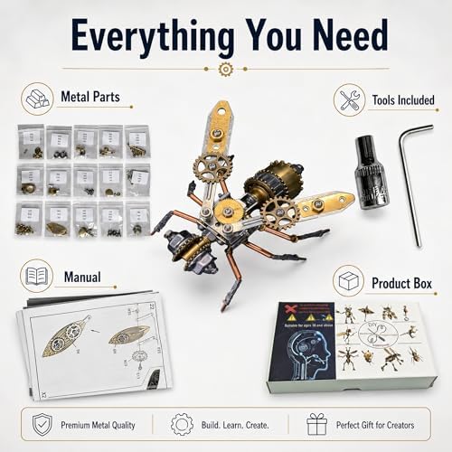 3D Metal Puzzle Kits for Adults Teens-160+Pcs-Mechanical Assembly Bee Insect Models-3 Hours to Build-Ideal for Birthday Gifts and Decorations(Mechanical Bee A) - Image 7