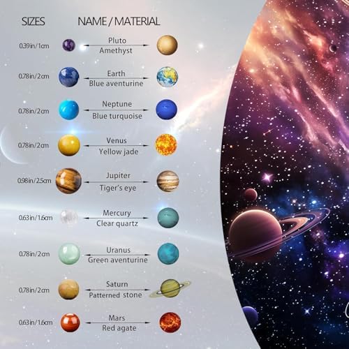 Runyangshi Nine Planets Solar System Model Crystal Ball - Natural Crystal Gemstone Marble Space Home Desk Decoration - Creative Gifts - Image 2