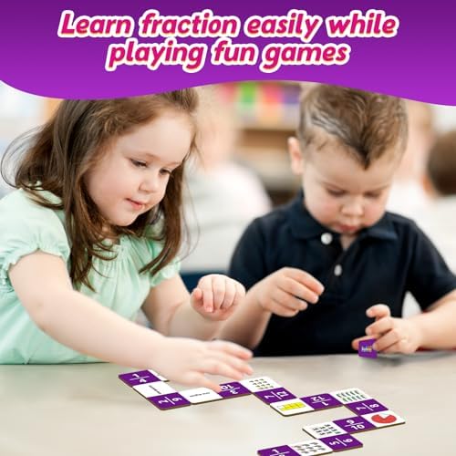 Kasfalci Fraction Dominoes Set,Math Games for Kids,Math Manipulatives,Counting Toys,Learning Games,Preschool Learning Activities,Homeschool Supplies,Kindergarten Classroom Must Haves,1st 2nd 3rd Grade - Image 2