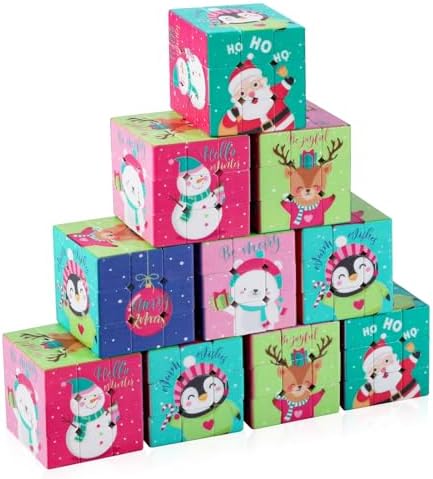 12 Pcs Premium Mini Cubes, Christmas 1.18" 3x3x3 Puzzle Cube Set with Fine-Textured Surface Finish, Stocking Stuffers, Birthday Party Favors, Classroom Prizes, Stress Relief Fidget Toys by Unknown