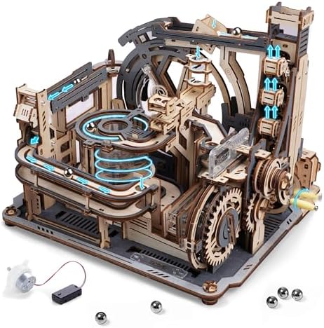 ROBOTIME Motorized Wooden Puzzles for Adults - 3D Puzzles for Adults LGC01 Marble Spaceport - Wooden Marble Run Model to Build - Space/STEM/Engineering Gift by ROBOTIMEBuildingThingstoLife