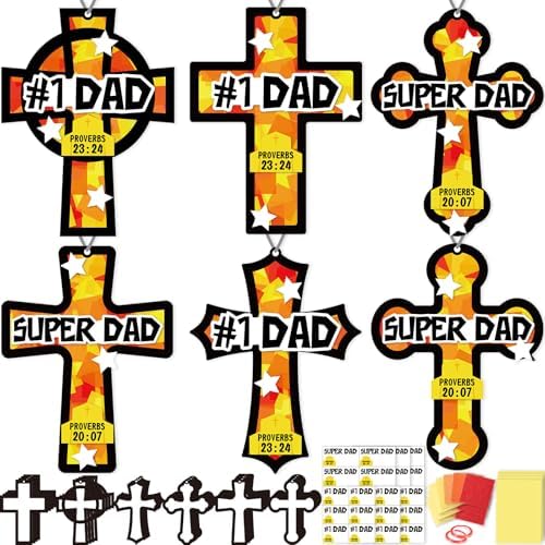 Renbuzhu 36PCS Fathers Day Crafts Bulk: Father's Religious Paper Suncatchers, Christian Sunday School Classroom Activity DIY Kits Gifts Decorations, Window Stained Glass Effect Art Supplies by Renbuzhu