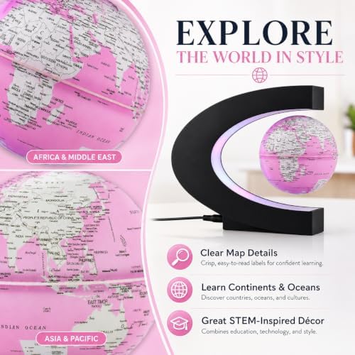 Magnetic Levitation Rotating World Globe with LED Light and Touch Control - Image 3