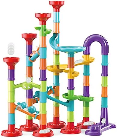 Marble Run Building Blocks STEM Toy Track Race Maze 30 Glass Marbles for Kids Boys Girls 3 4 5 6 7 8 9 10 11 12 Year Old Birthday Present Preshool Gift by Unknown