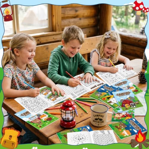 Bulk Camping Activity Books, Mini Games Coloring Book Set for Kids - Image 4