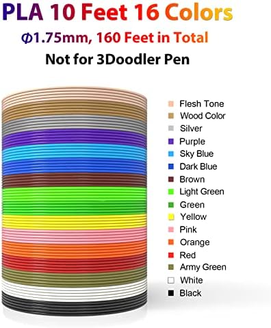 3D Pen Filament 160 Feet, 16 Colors, Each Color 10 Feet, 250 Stencils eBooks - 3D Printer Pen Refill PLA 1.75mm, Compatible with MYNT3D, SCRIB3D, PIKA3D Super and Pro Pen - Image 2