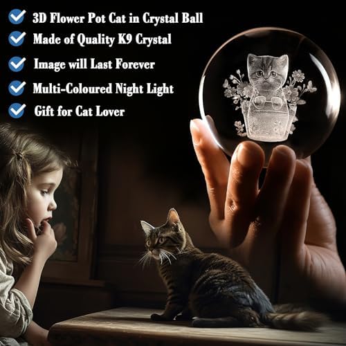 IFOLAINA Cat Themed Gifts for Women 3D Crystal Ball for Her Mom Girls - Image 2