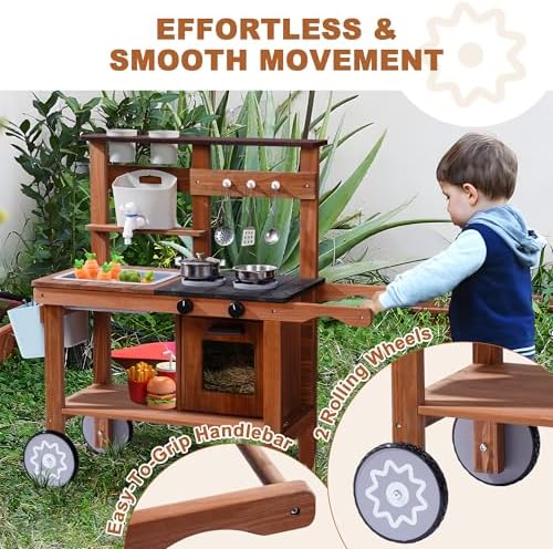 ROBOTIME Kids Outdoor Explorer Set: Mud Kitchen Playset with Wheels & Bug Catcher Kit for Kids, Backyard Pretend Play Kitchen and Nature Exploration Tools for Boys and Girls Ages 3-12 - Image 5