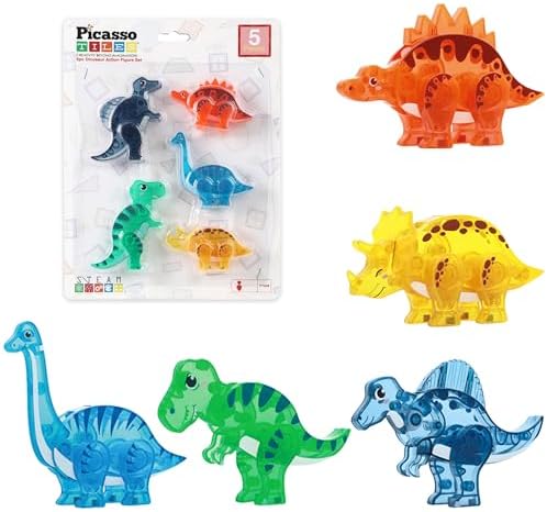 PicassoTiles 28 Piece Dinosaur Accessory Set, Magnetic Dino Tiles Ages 3+ by PicassoTiles