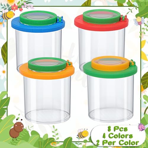 Coopay 8 Pieces Magnifying Insect Box Bug Viewer Critter Insect Cage Bug Magnifier Container Bug Catcher Cage Bug Jar Collecting Kit for Children, Kids Science Nature Exploration Tools - Image 4