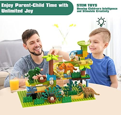 JIXIn Dinosaur Marble Runs for Kids 4-8/Building Blocks Compatible with DUPLO LEGO Sets/Marble Run for Kids Ages 3-5/125 PCS Classic Big Blocks Montessori Learning STEM Toys for Kid Age 3+ - Image 6