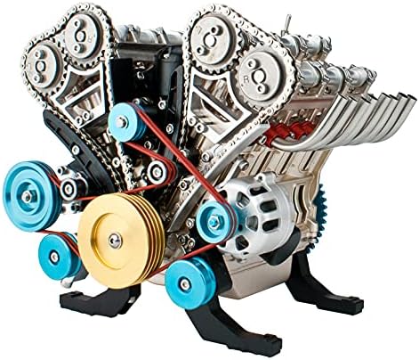 DjuiinoStar Vehicle Engine Model Assembly Kit (350+ Pieces Components, 3 Hours Assembly Time), Eight-Stroke Straight-Eight Gas Engine Working Model, 8 Cylinder Engine Kit DM118 by DjuiinoStar