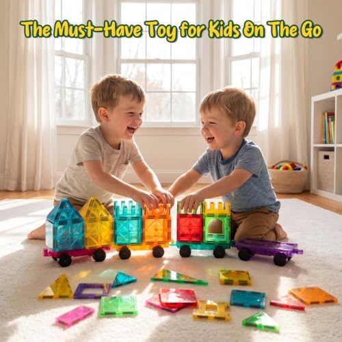 Bmag 4 PCS Magnetic Tiles Car Base Accessories, Compatible with Most Standard Magnetic Building Tiles, Sealed Magnet Car Bases, STEM Building Expansion Kit for Kids Aged 3+ - Image 3
