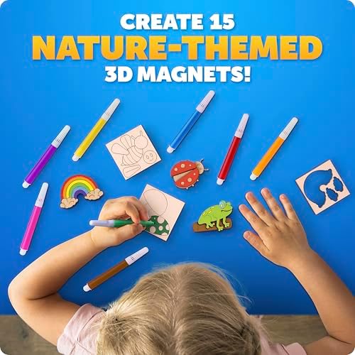 Blue Marble Wooden Magnet Painting Craft Kit with 15 Nature Designs - Image 2