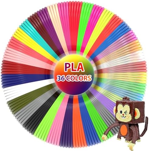 36 Colors 3D Pen PLA Filament Refills, 1.75mm High-Precision 3D Printing Pen Refills, 32.8 Feet Each (Total 1181 Feet), Non-Toxic & Odorless, Works with Most 3D Pens (Not for 3Doodler) by 3Dgenius