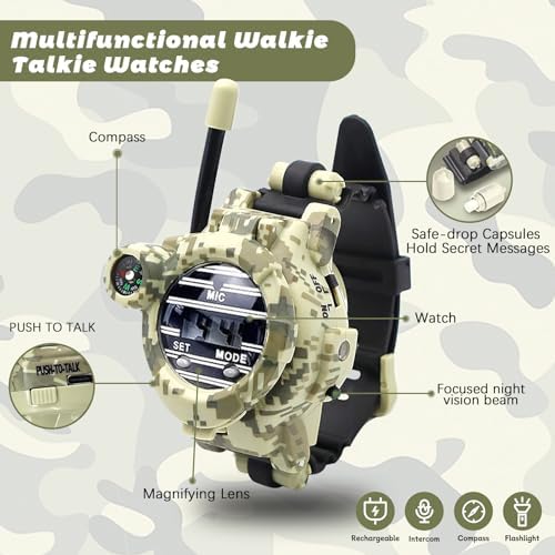 Kids Walkie Talkie Watch, Rechargeable Spy Army Toys for Boys Ages 8-13 - Image 2