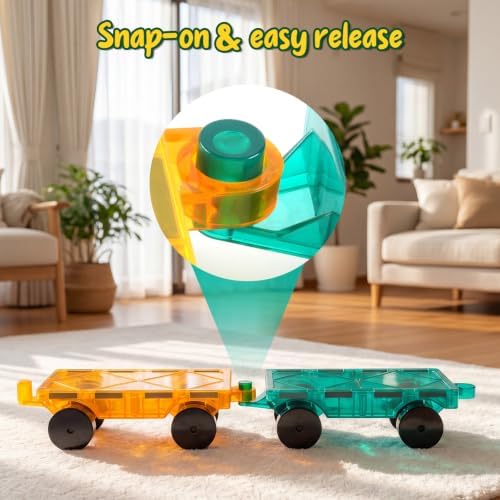 Bmag 4 PCS Magnetic Tiles Car Base Accessories, Compatible with Most Standard Magnetic Building Tiles, Sealed Magnet Car Bases, STEM Building Expansion Kit for Kids Aged 3+ - Image 5