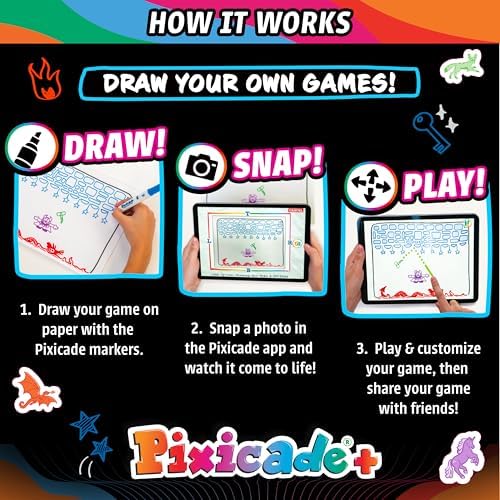 Abacus Brands Pixicade+ - Draw Your Own Video Game Maker, Kids Gift Ages 6+ - Image 4