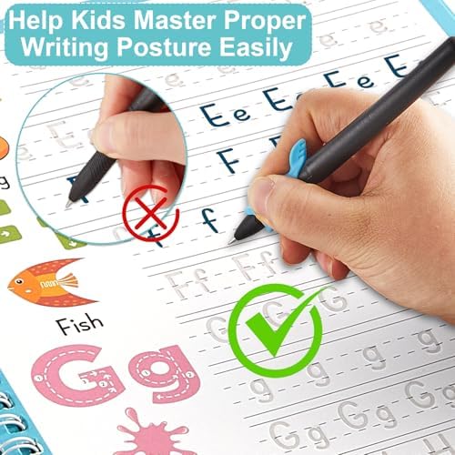 chiazllta 6 Pack Magic Grooved Writing Practice Books with Disappearing Ink Pens Reusable Magical Handwriting Workbooks for Kids Calligraphy Practice Books for Preschool Kindergarten Kids Ages 3-8 - Image 3
