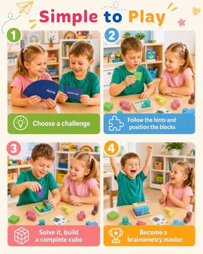 3D Puzzle Game with 100 Challenge, Wood Brain Teaser Puzzle for Kid - Image 5