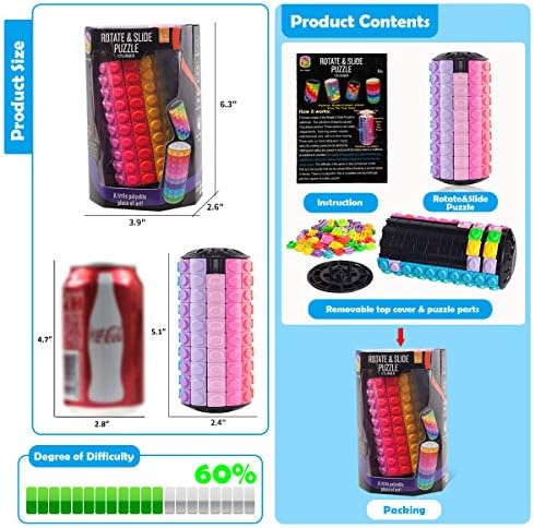R.Y.TOYS Rotate and Slide Puzzle-Design Patent,Fidget Toys(Restore Order/Create Patterns) 12 Colors,10 Layers-Open Cover for Quick Play,Brain Teaser,Sensory Toys,Birthday Gifts,Easter Basket Stuffers - Image 5