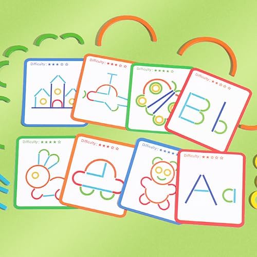 120-Piece Wooden Pattern Blocks Set with Sticks and Rings - Montessori Shape Puzzles for 3-8 Year Olds, Ideal Educational Toy for Preschool and Kindergarten Kids - Image 6