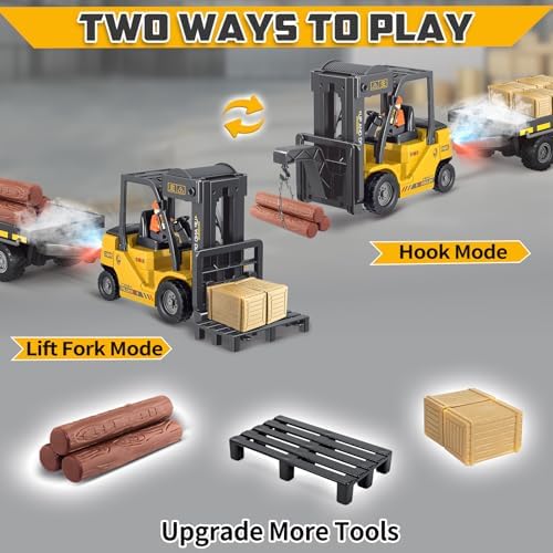 RC Forklift Toy, Rc Construction Vehicles with Trailer for Kids 6+ - Image 6