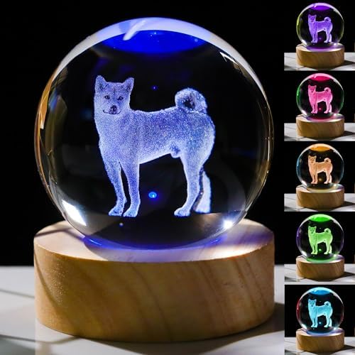 3D Shiba Inu Gifts for Women - Crystals Ball 60mm - Shiba Inu Figurines Decor Glass Animals Figurine - Birthday, Lovers Keepsake Paperweight by Unknown