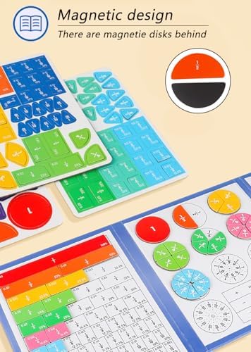 Magnetic Fraction Educational Puzzle,Magnetic Fraction Tiles & Fraction Circles,Math Manipulatives for Elementary School, Montessori Fraction Manipulatives Learning Toys for Kids - Image 4