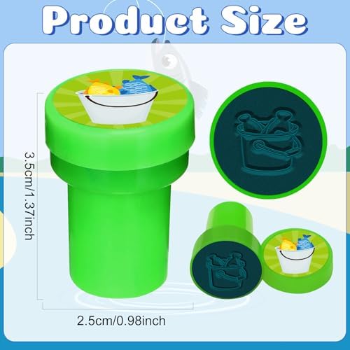 Cinrobiye 24 Pcs Gone Fishing Stampers Party Favor Set, Cute Fishing Theme Stamps for Kids Birthday Party, Classroom Rewards, Carnival Prizes, Goody Bag Fillers, Outdoor Adventure Party Supplies - Image 3