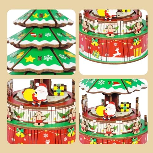 3D Puzzles for Adults Christmas Tree DIY Rotating Music Box Kit Mechanical Model Boys and Girls Birthday Gifts（Christmas Tree ） - Image 3