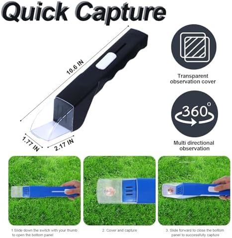 2Pcs Small Animals Catcher Quick Release Humane Catching Tool Clear Contactless Observer Kids Adults Nature Exploration Container to Capture Butterflies, Bees, Spiders, etc (Black+White) - Image 4