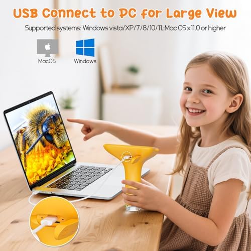SKYBASIC Digital Microscope for Kids, 3" Screen 1000X Handheld Microscope HD Pocket Portable Microscopes Camera, Science Edu Fun Birthday Gifts Toys for Ages 4-12 Children Students Boys Girls -Yellow - Image 4