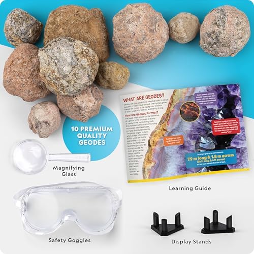 National Geographic Break Open 10 Premium Geodes with Goggles & Display Stands (Pack of 6) - Image 6