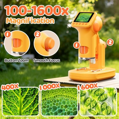 1600X Microscope for Kids, 2.0" Screen Toddler Toy, Yelllow - Image 2