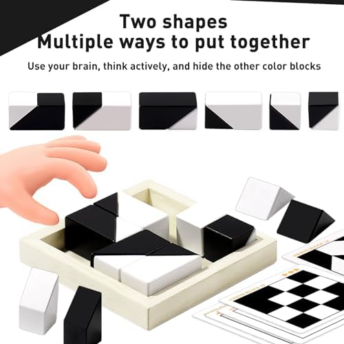 Puzzle Blocks for Kids,Education Puzzle Toy with Storage Tray,Brain Teaser with Challenges Cards 3D Logic & Spatial Thinking Tabletop Toy for Boys Girls - Image 4