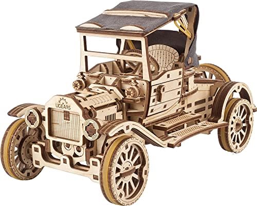 UGEARS Retro Car Model T 3D Wooden Puzzles for Adults - Wooden Model Kits for Adults Model Classic Car Kits Hobbies for Men Models for Adult to Build Brain Teaser, Hobby Set by UGEARS-ModelingJoy