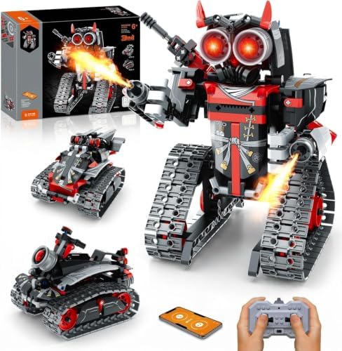 VINTOP 3 in 1 STEM Robot Building Kit, 419 Pcs Tank Tracked Combat Vehicle APP & Remote Control Blocks DIY Engineering Blocks, Science Set for Kids Age 6-12, Educational Learn Toys Gift for Boys Girls by VINTOP