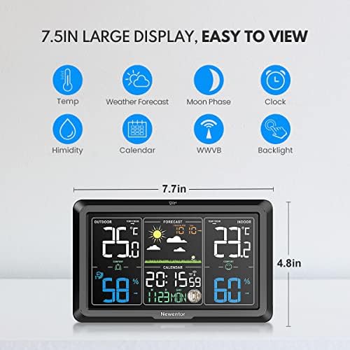 Newentor Weather Station Wireless Indoor Outdoor, Black, 1 Sensor - Image 5