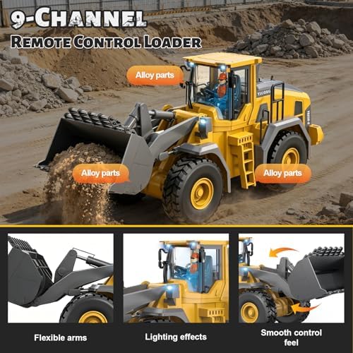Remote Control Loader, 9-Channel Loader Toy with Metal Shovel, 2.4Ghz Remote Control Engineering Vehicle, Ideal Gift for Boys Aged 6-11 - Image 3