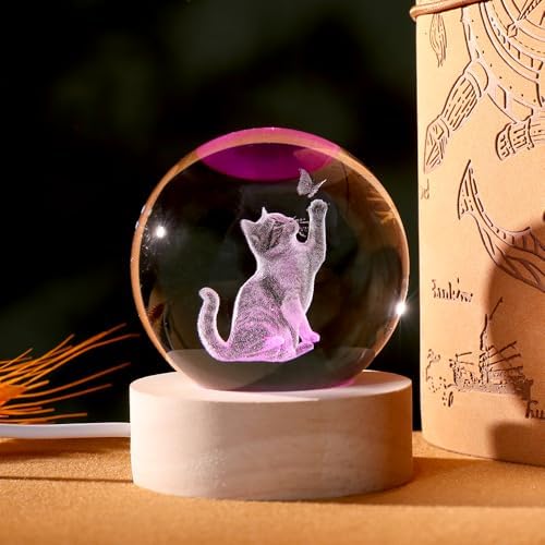 Cat Lover Gifts for Women 3D Cat Crystal Ball - Image 4