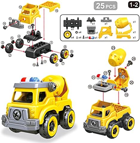 4-in-1 Take Apart Car Toys for Boys, DIY Engineering Construction Trucks - Image 4
