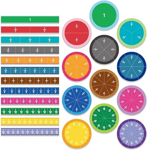 SpriteGru 156 PCS Magnetic Fraction Tiles Circles, Educational Math Magnets Learning Manipulative Fraction Bars Set for Preschool Elementary School by SpriteGru