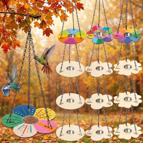 12 Pack Bird Feeder Craft Kits with Metal Chains for Fall, Flower,Round by DoubleFill