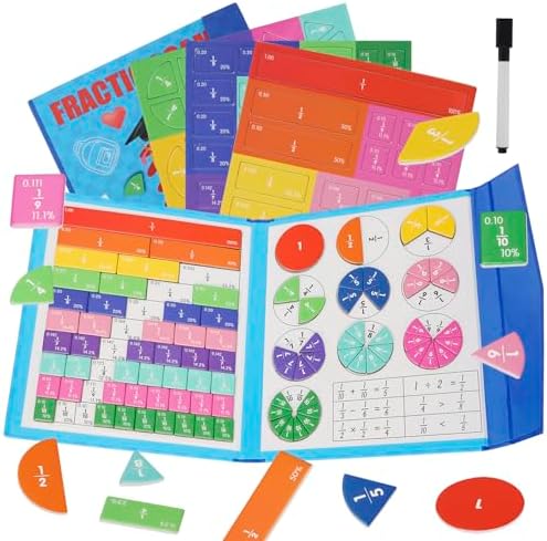Magnetic Fraction Demonstration Book, Magnetic Fraction Educational Puzzle with Tiles & Circles, Interactive Magnetic Math Learning Kit for Kids by Unknown