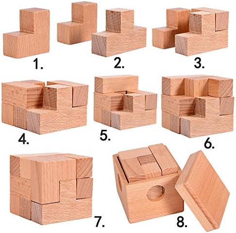 3D Wooden Cube Puzzles Wooden Brain Teaser Puzzle Gift Desk Puzzles Geometric Intellectual Jigsaw Logic Puzzle Educational Games Toy for Kids and Adults by AHYUAN - Image 5