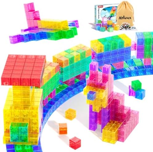 Apluses 45PCS Magnetic Blocks - Transparent Magnet Cubes, Kids Building Blocks, Sensory Autism Gifts for Kids Ages 3+, Preschool Travel Toys for 3-5 Year Old Boys and Girls by MagneticBuildingBlocksfortodders